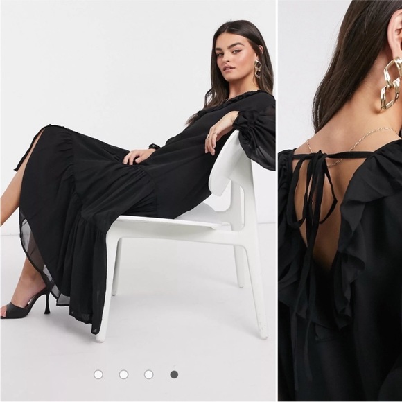 Asos Maxi Dress Button Through Ruffle Front. - Picture 3 of 5